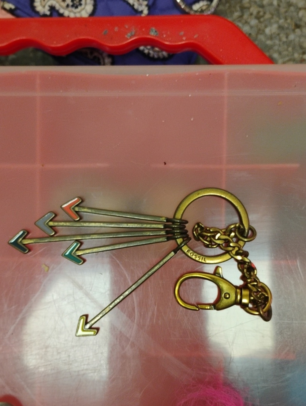 FOSSIL BRASS ARROW BAG CHARM EXCELLENT CONDITION